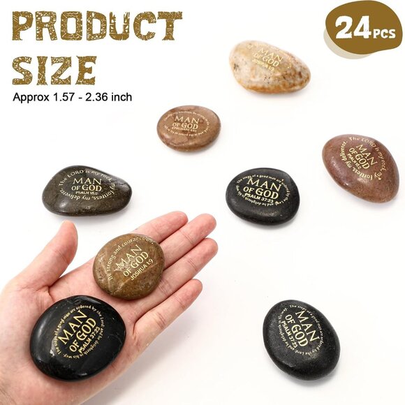 Religious Inspirational Stones 24pcs Christian Gifts for Men and Men of God - Picture 3 of 7